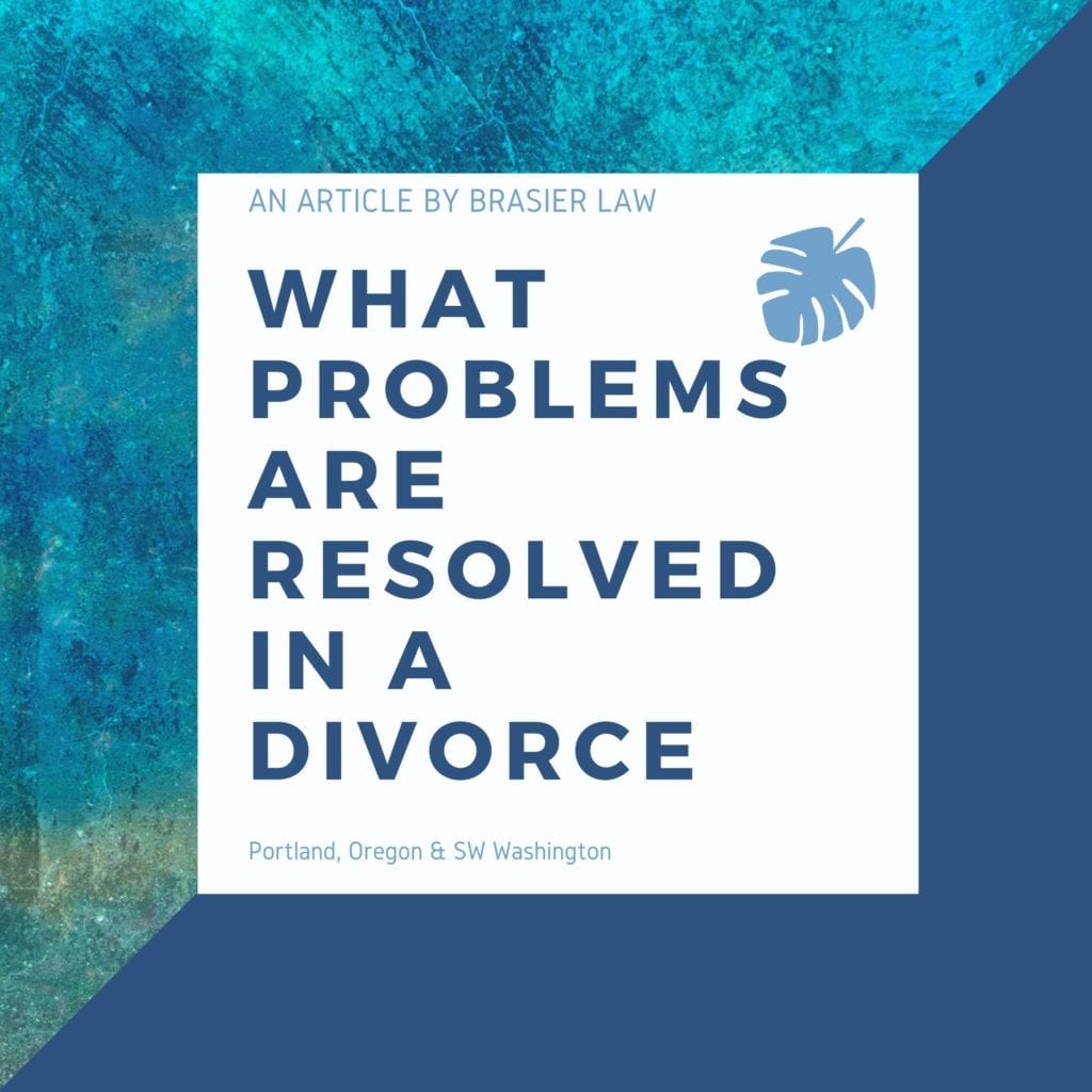 Purpose is to restate the title in a decorative form, What problems are resolved in a divorce.